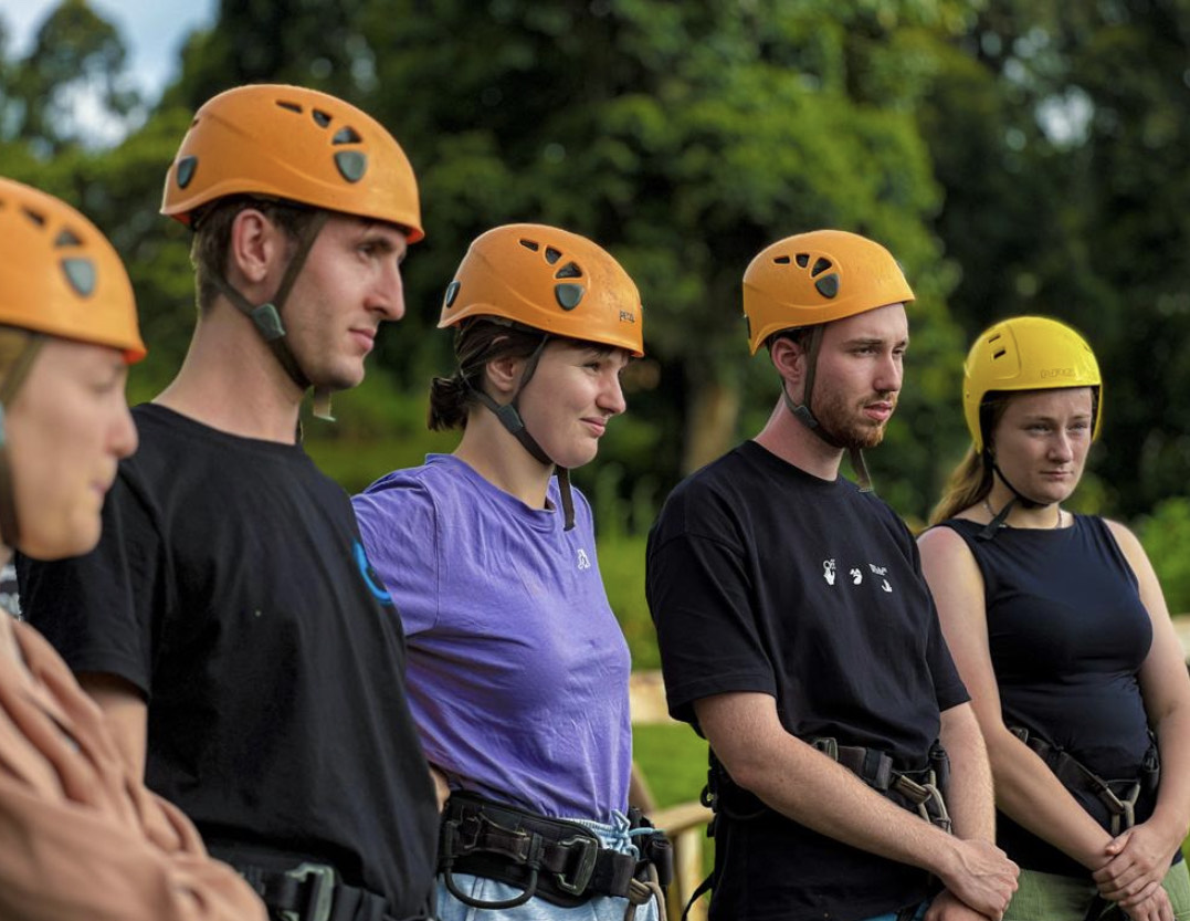 Adventure tourist during a briefing before their abseil at Sipi Falls